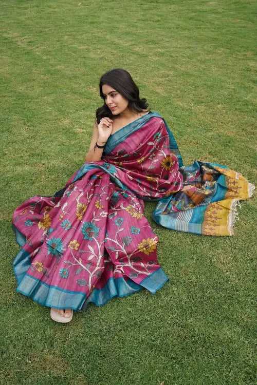 KALAMKARI HANIDPAINTED GEECHA SAREE