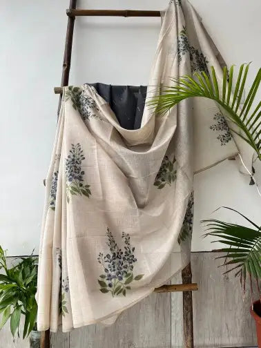 LINEN SILK HANDWOVEN SAREE