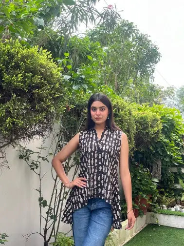 COTTON HANDBLOCK UPSIDE DOWN TOP