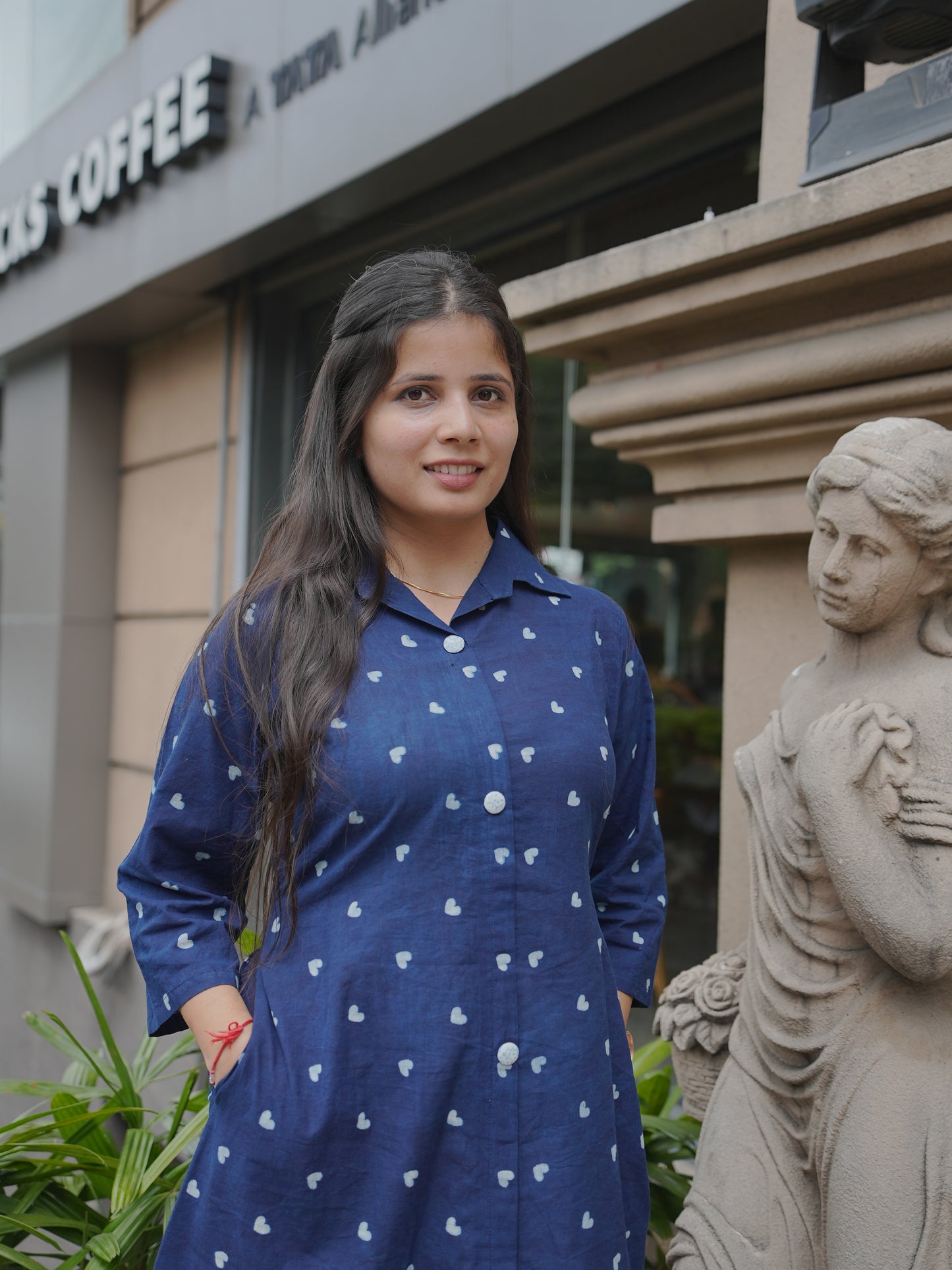 Indigo Cotton Handblock Dress