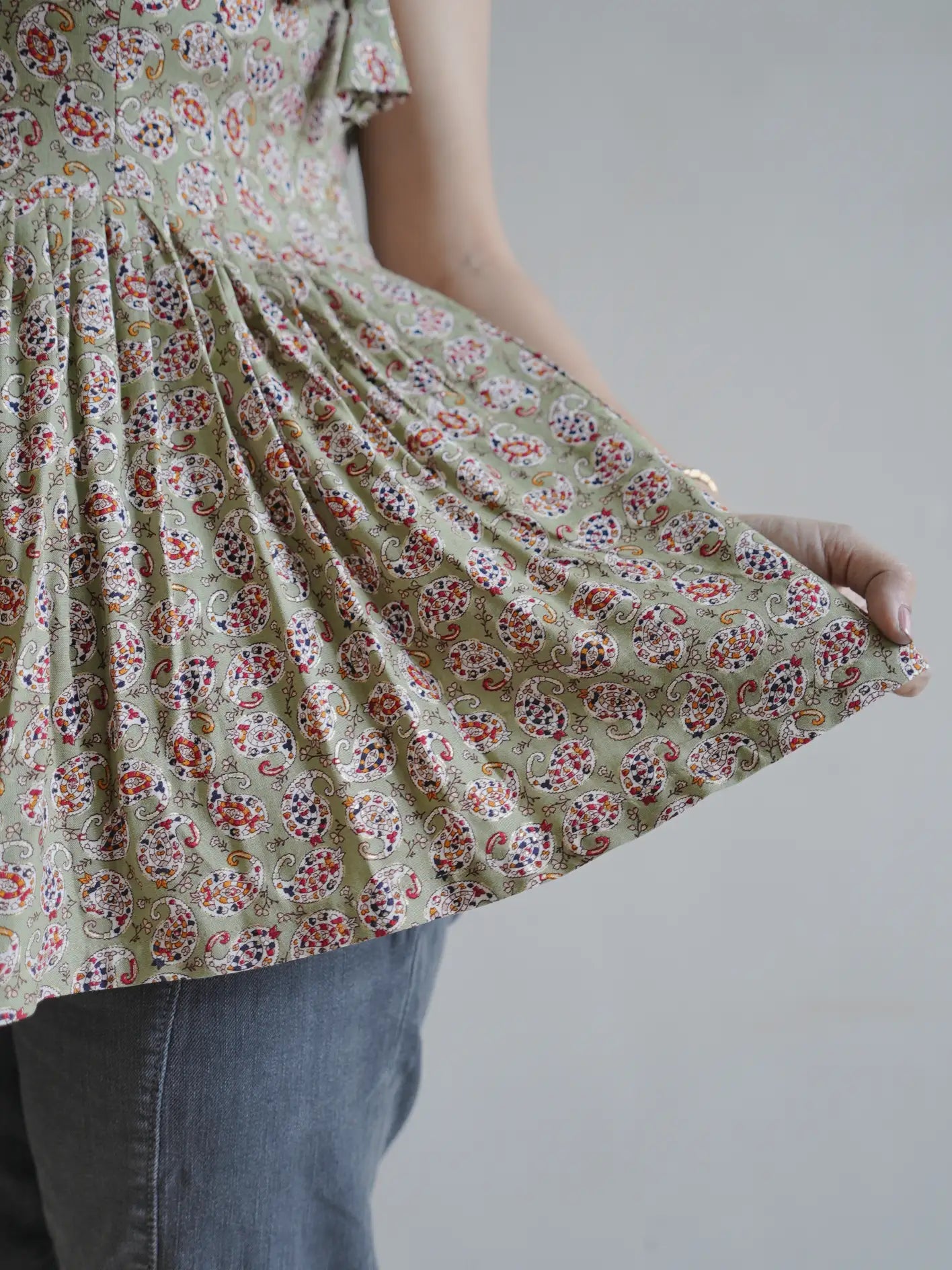 Floral Peplum Gray Top