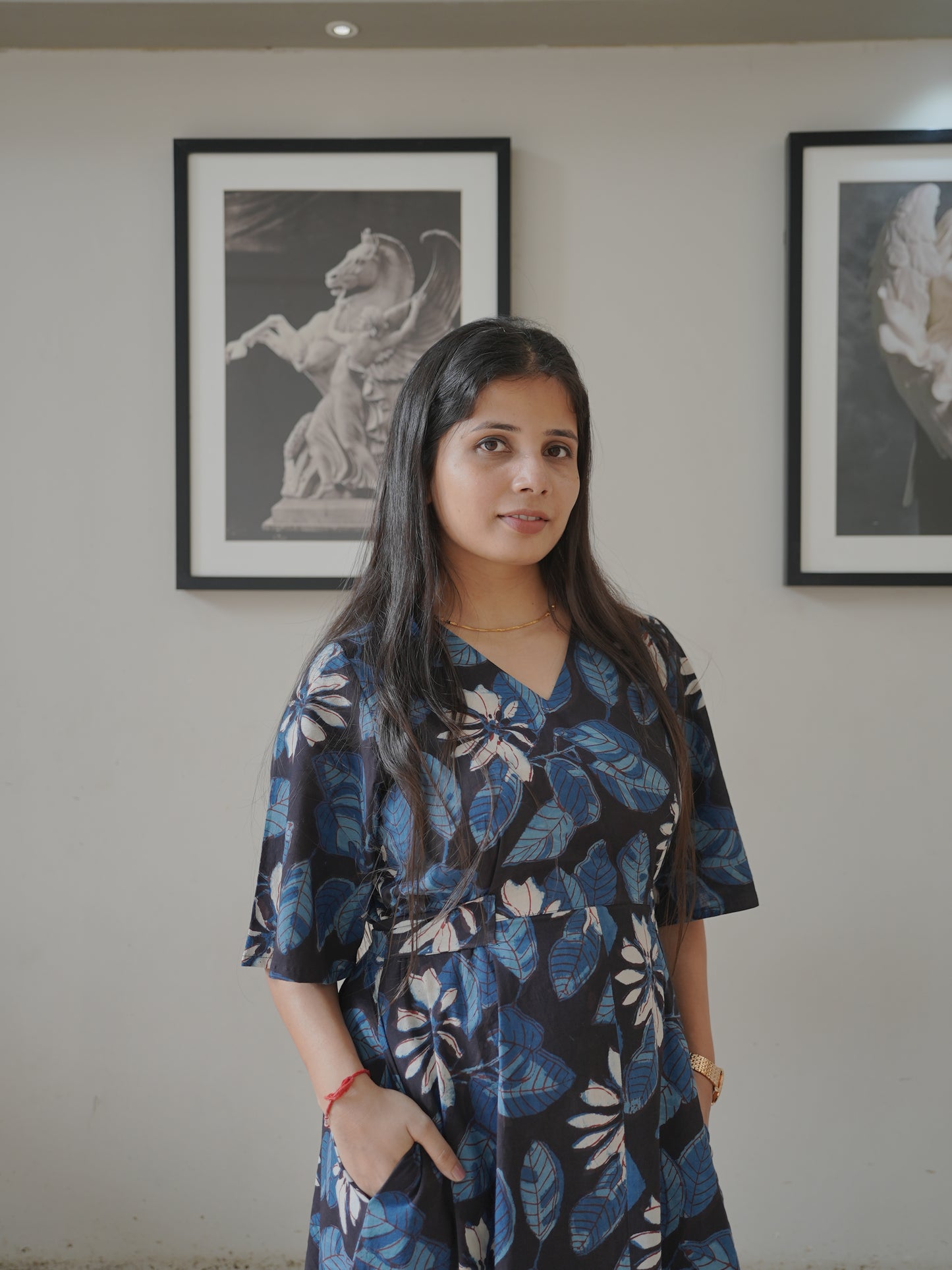 Handblock Floral Cotton Dress