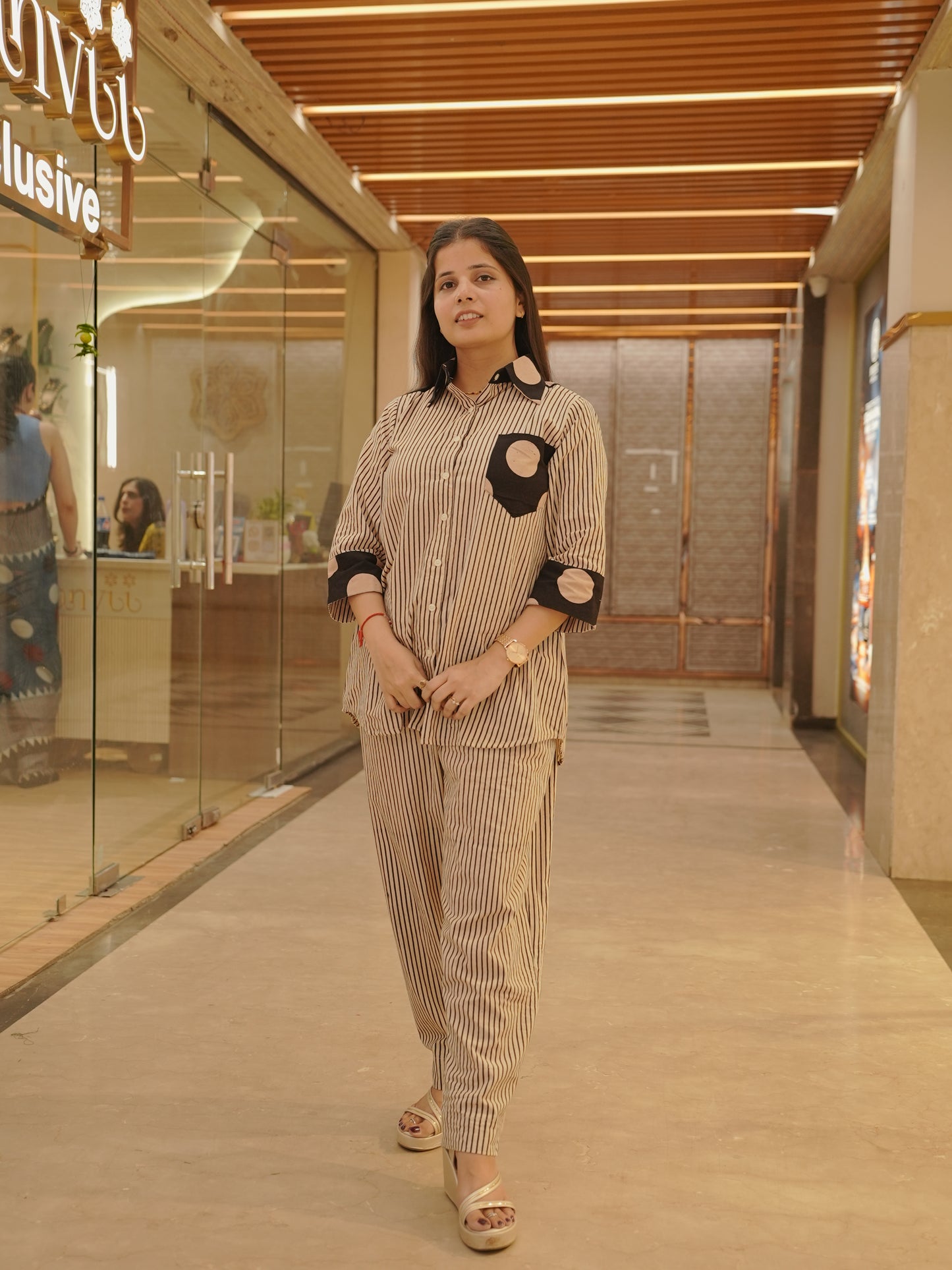 Pure handblock Cotton Beige Co-ord Set