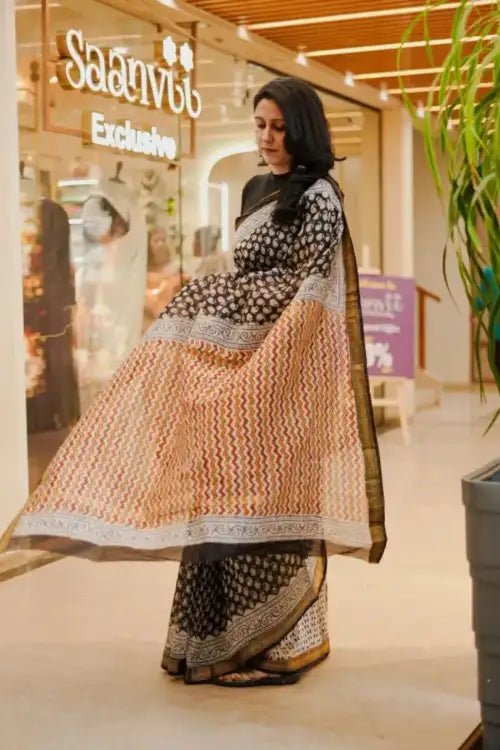 Maheshwari handblock saree