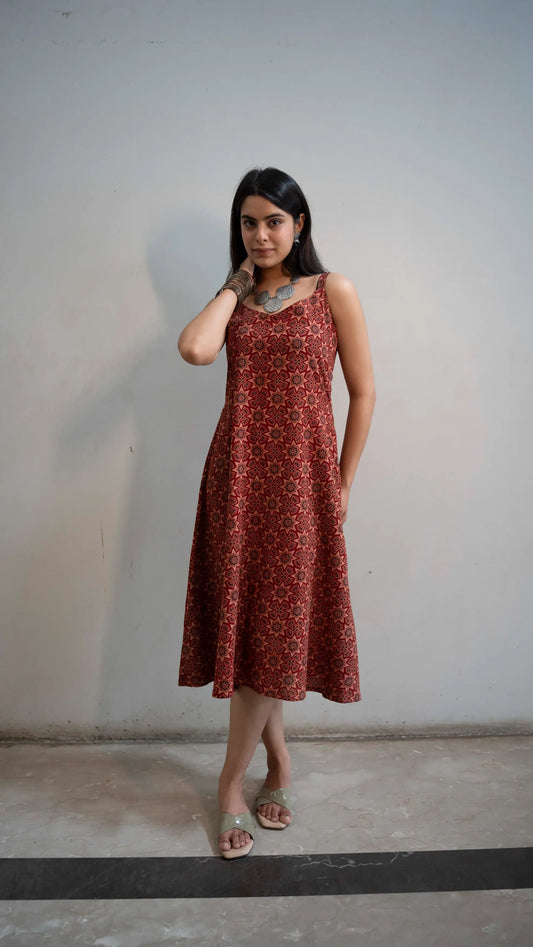 Handblock dress sleeveless