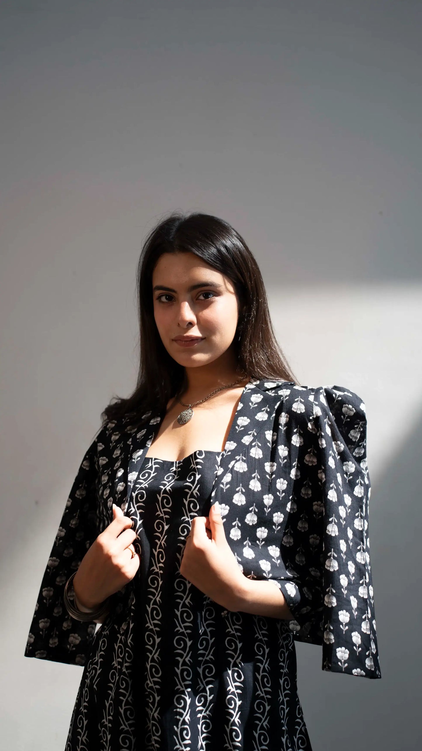 Black colour jacket jumpsuit