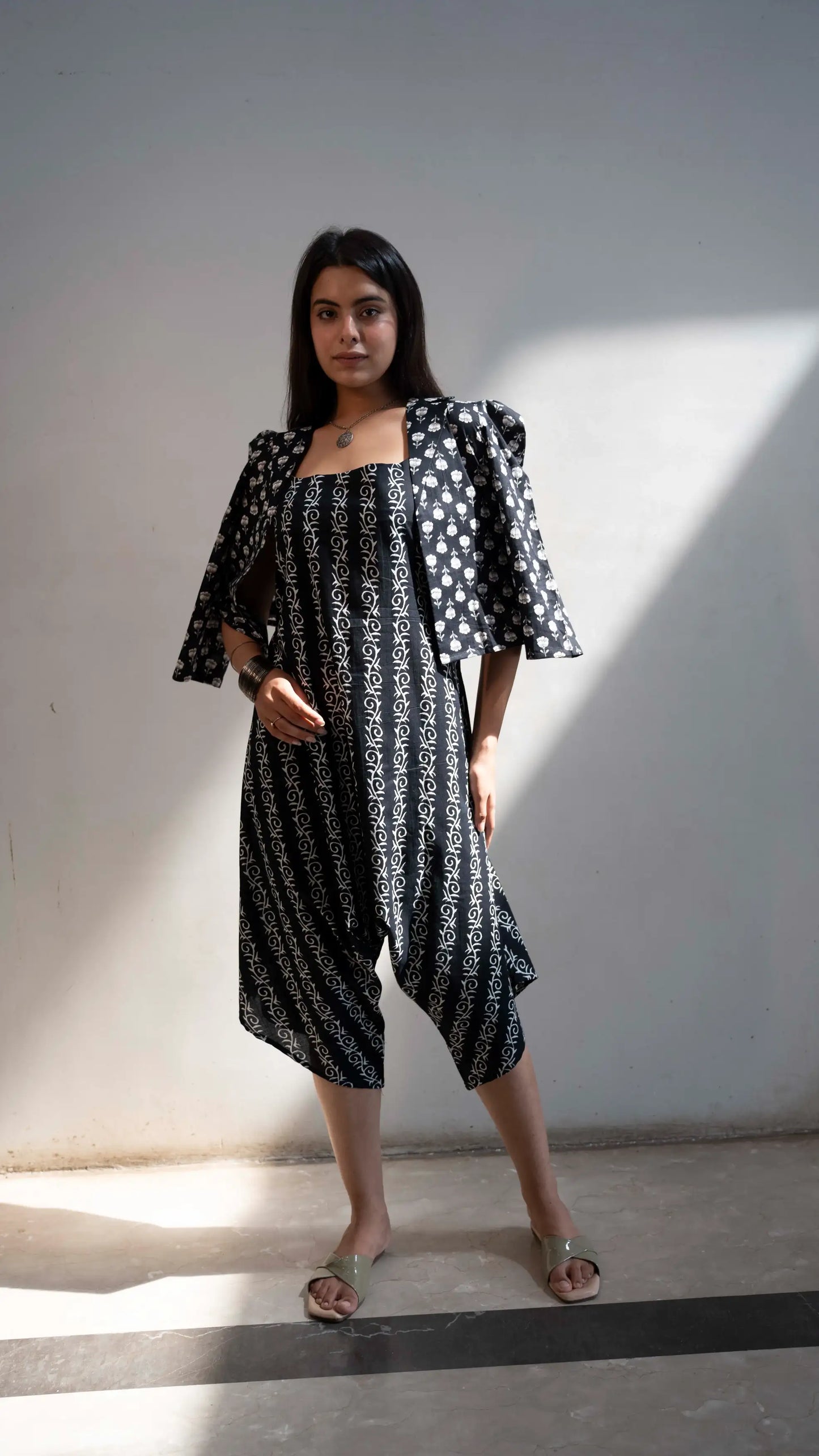 Black colour jacket jumpsuit