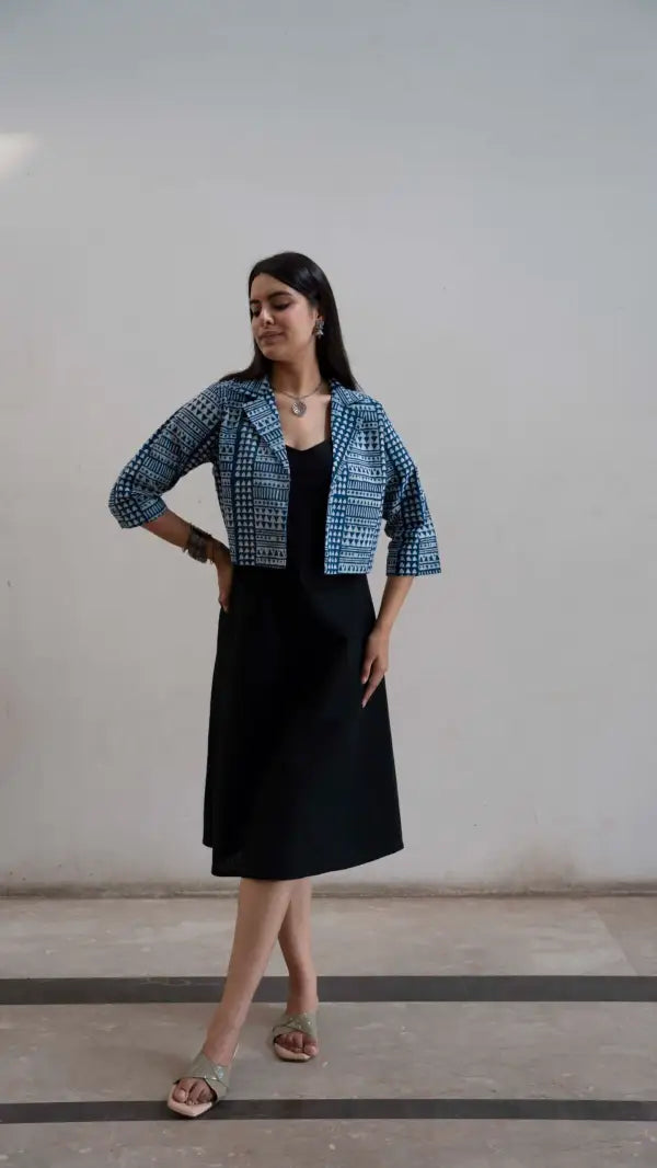 Handblock Indigo jacket