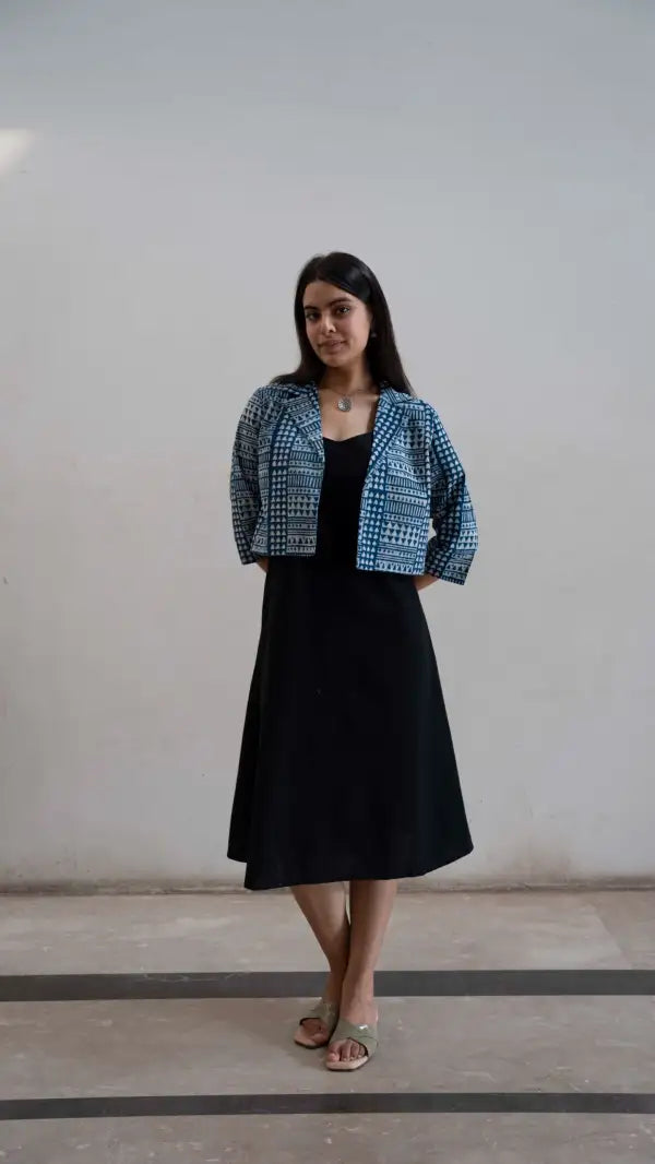 Handblock Indigo jacket