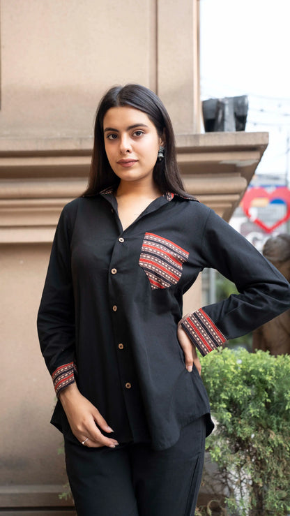 Black handloom cotton shirts