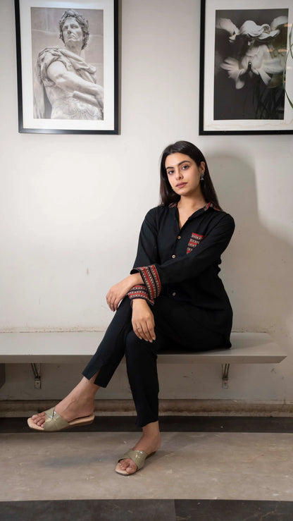 Black handloom cotton shirts