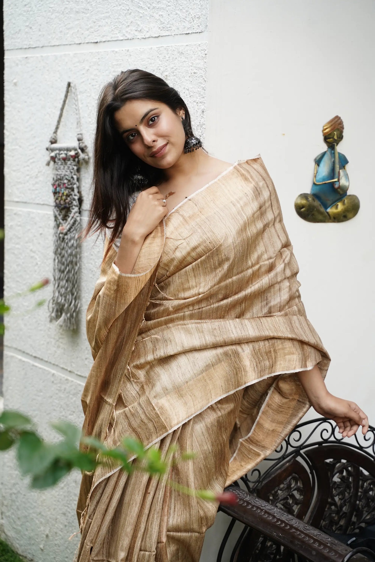 GOLDEN TISSUE TUSSAR SAREE