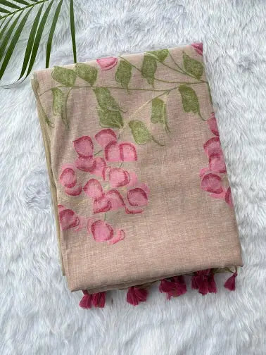 LINEN SILK HANDWOVEN SAREE