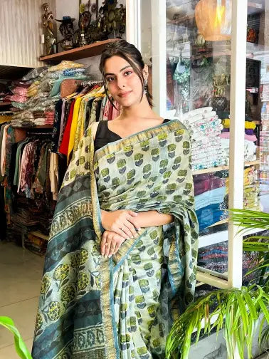 MAHESHWARI AJRAKH HANDBLOCK SAREE