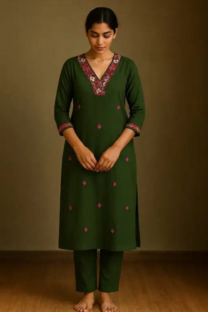 Khadi cotton embroidary cord set