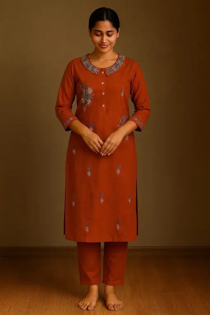 Khadi cotton embroidary cord set