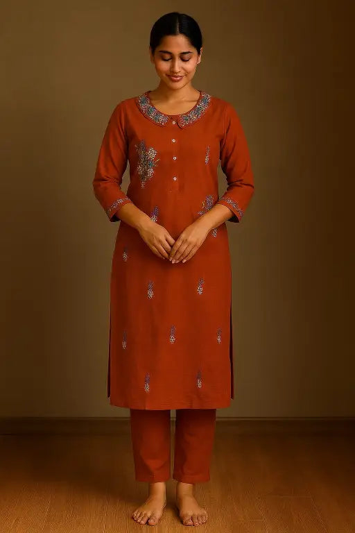 Khadi cotton embroidary cord set