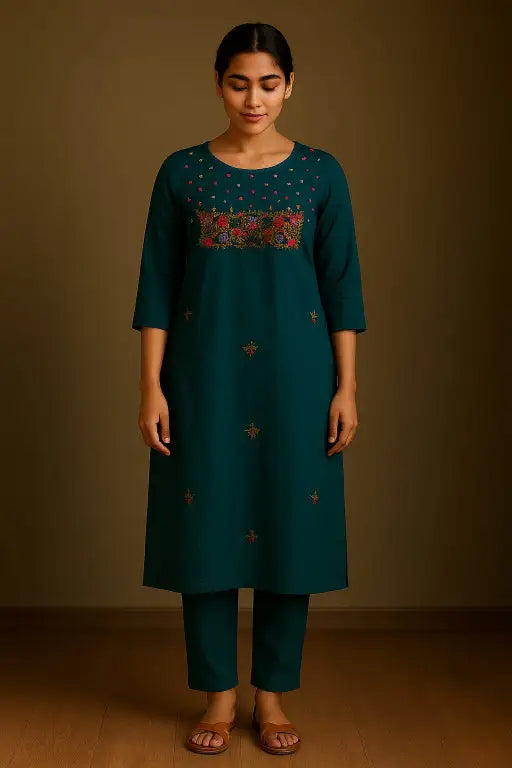 Khadi cotton embroidary cord set