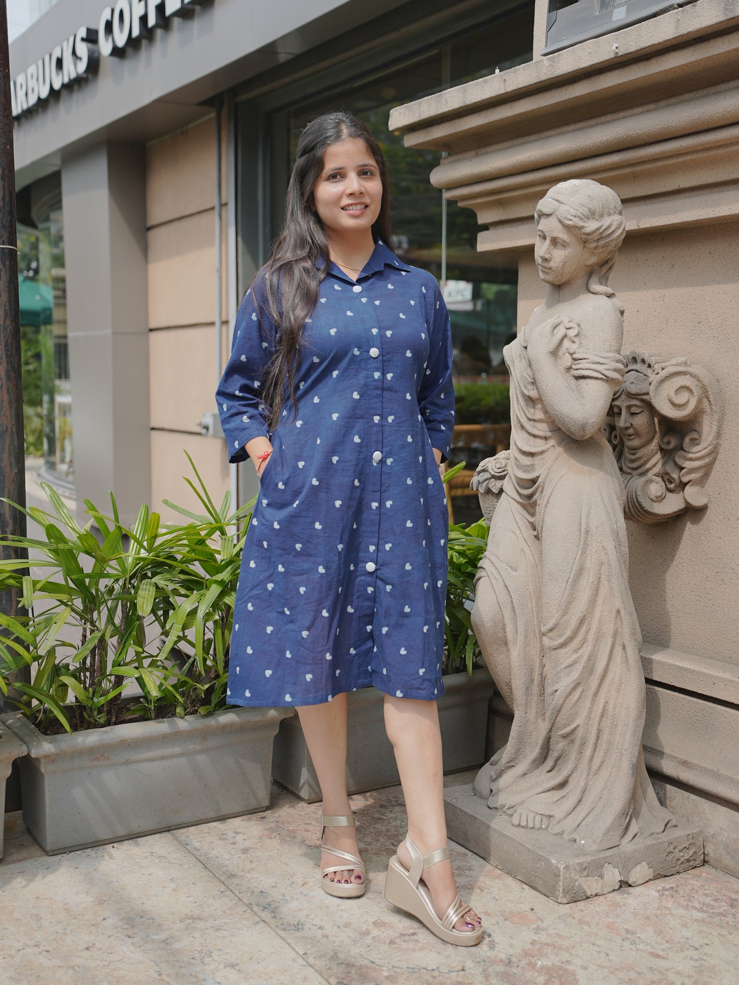 Indigo Cotton Handblock Dress