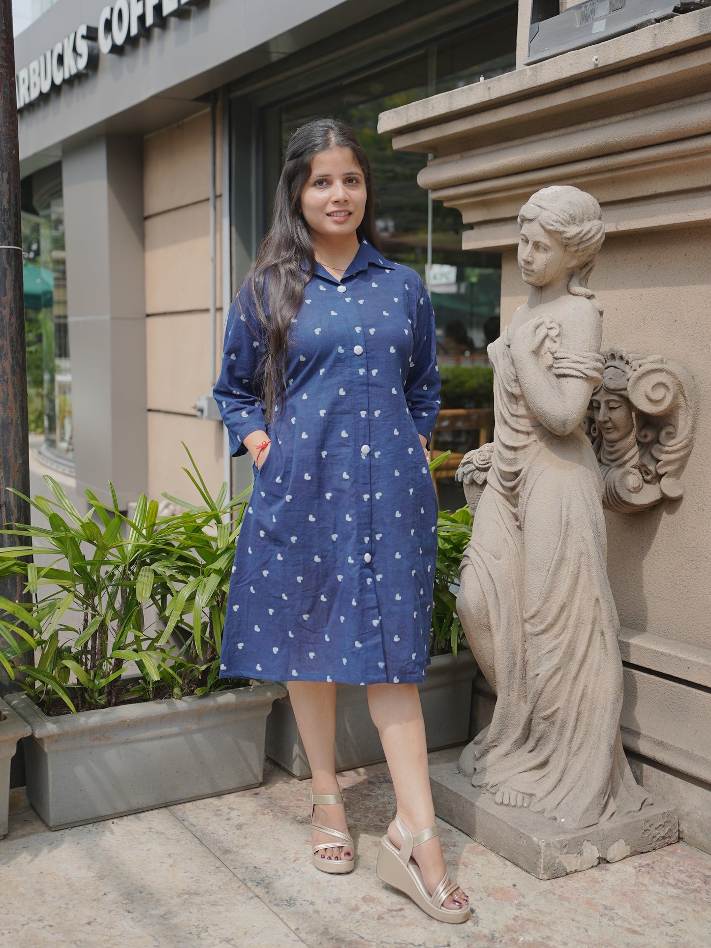 Indigo Cotton Handblock Dress