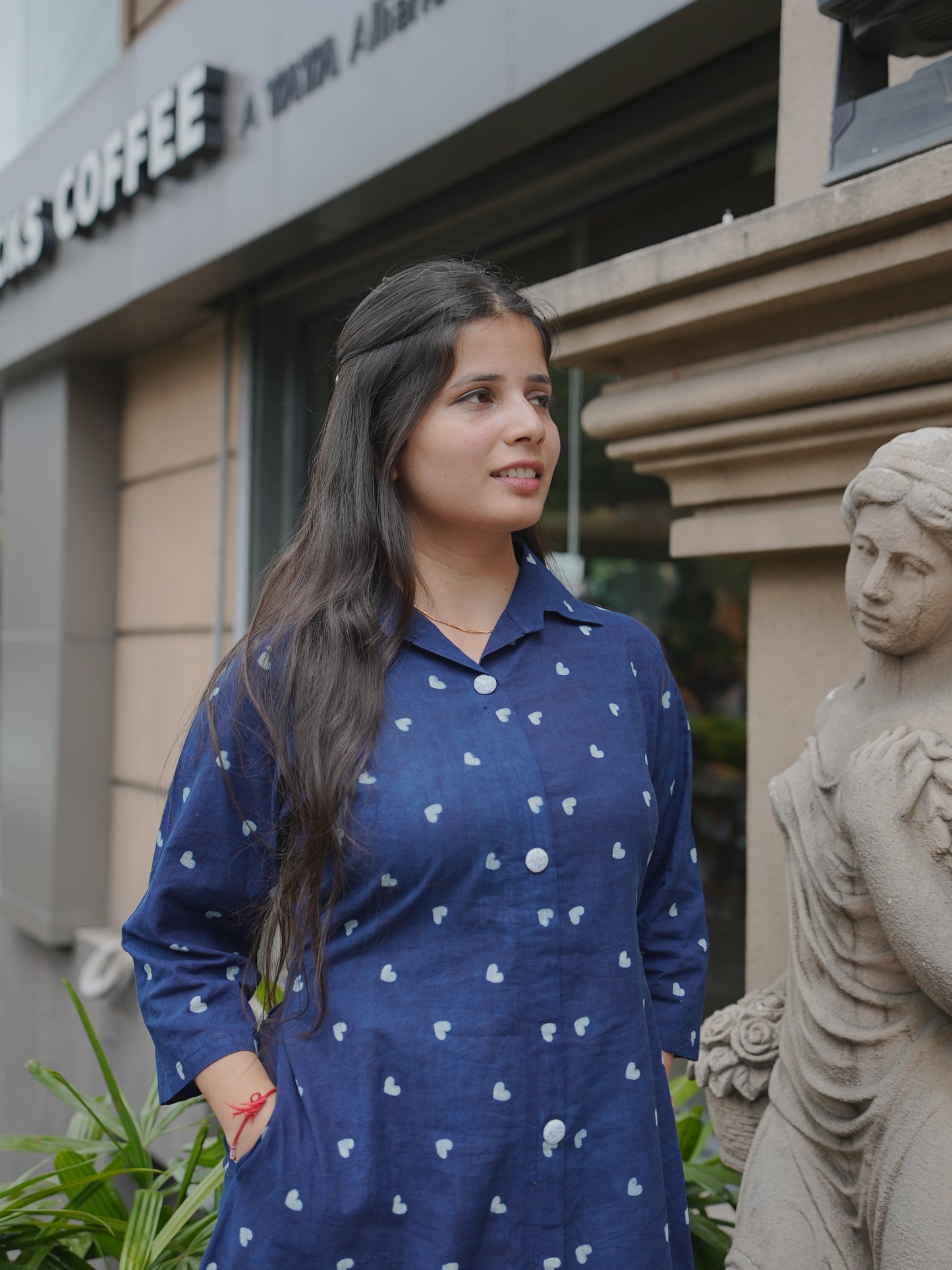 Indigo Cotton Handblock Dress