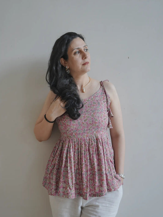 Floral Peplum Pink Top