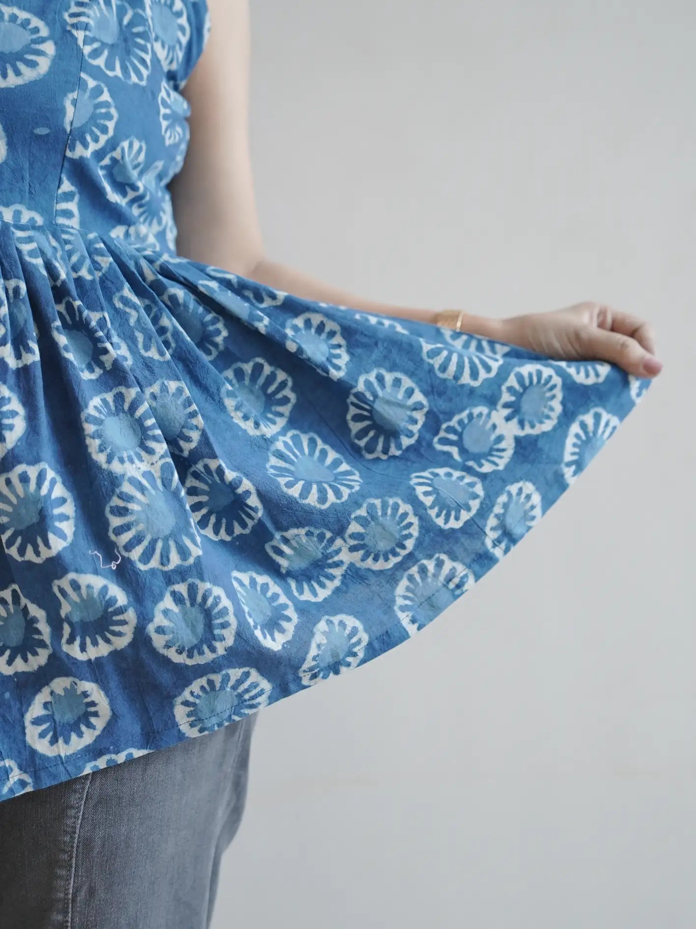 Indigo Handblock Cotton Tie strap top