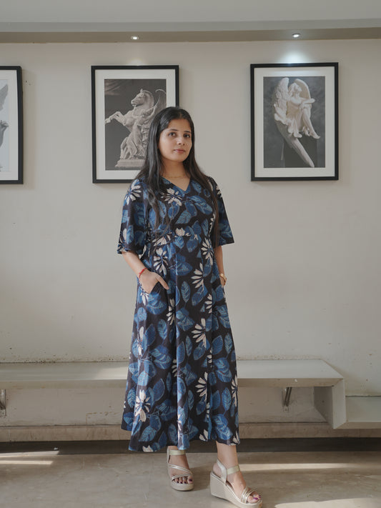 Handblock Floral Cotton Dress