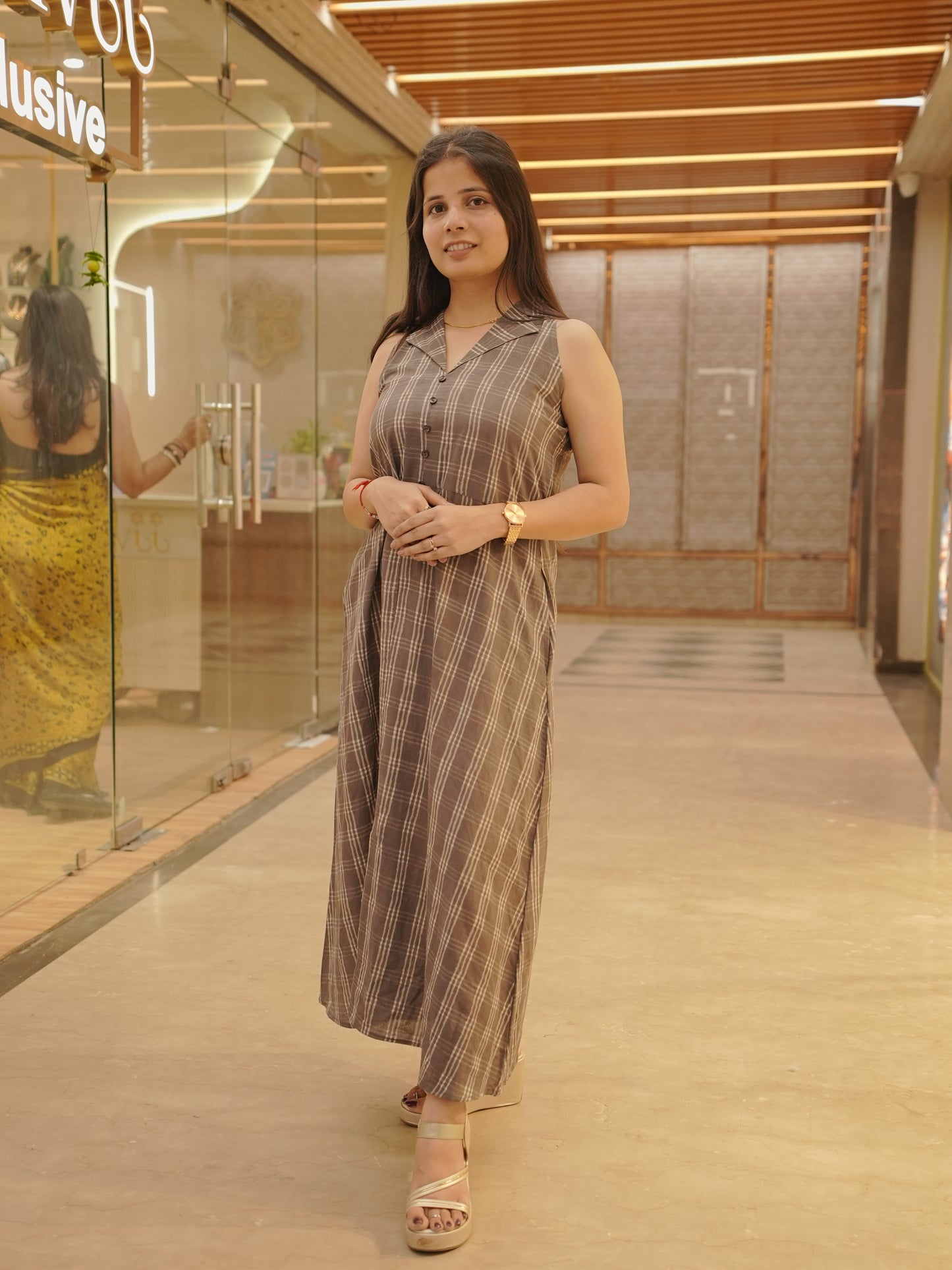 Handwoven Brown Cotton Dress