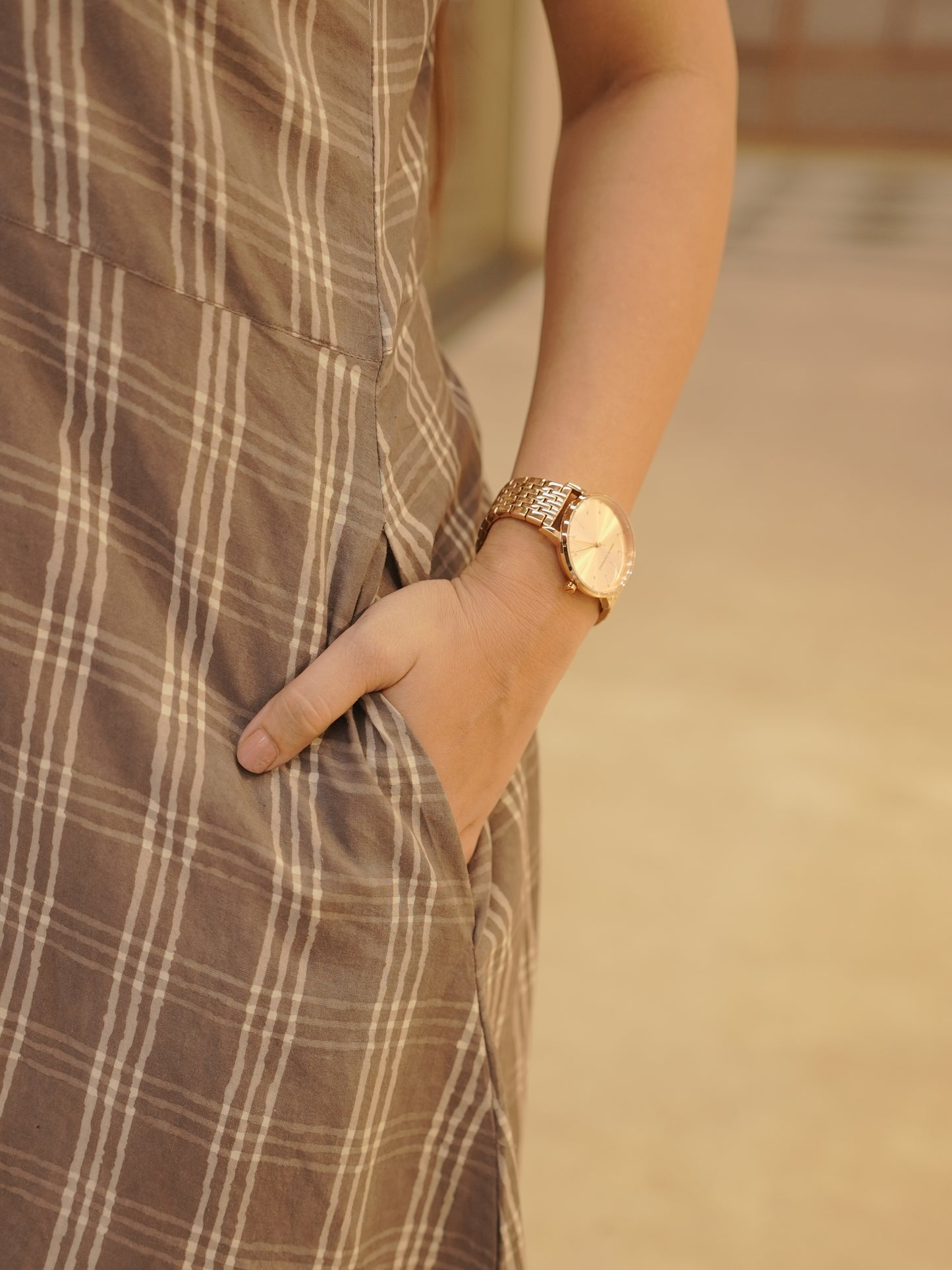 Handwoven Brown Cotton Dress