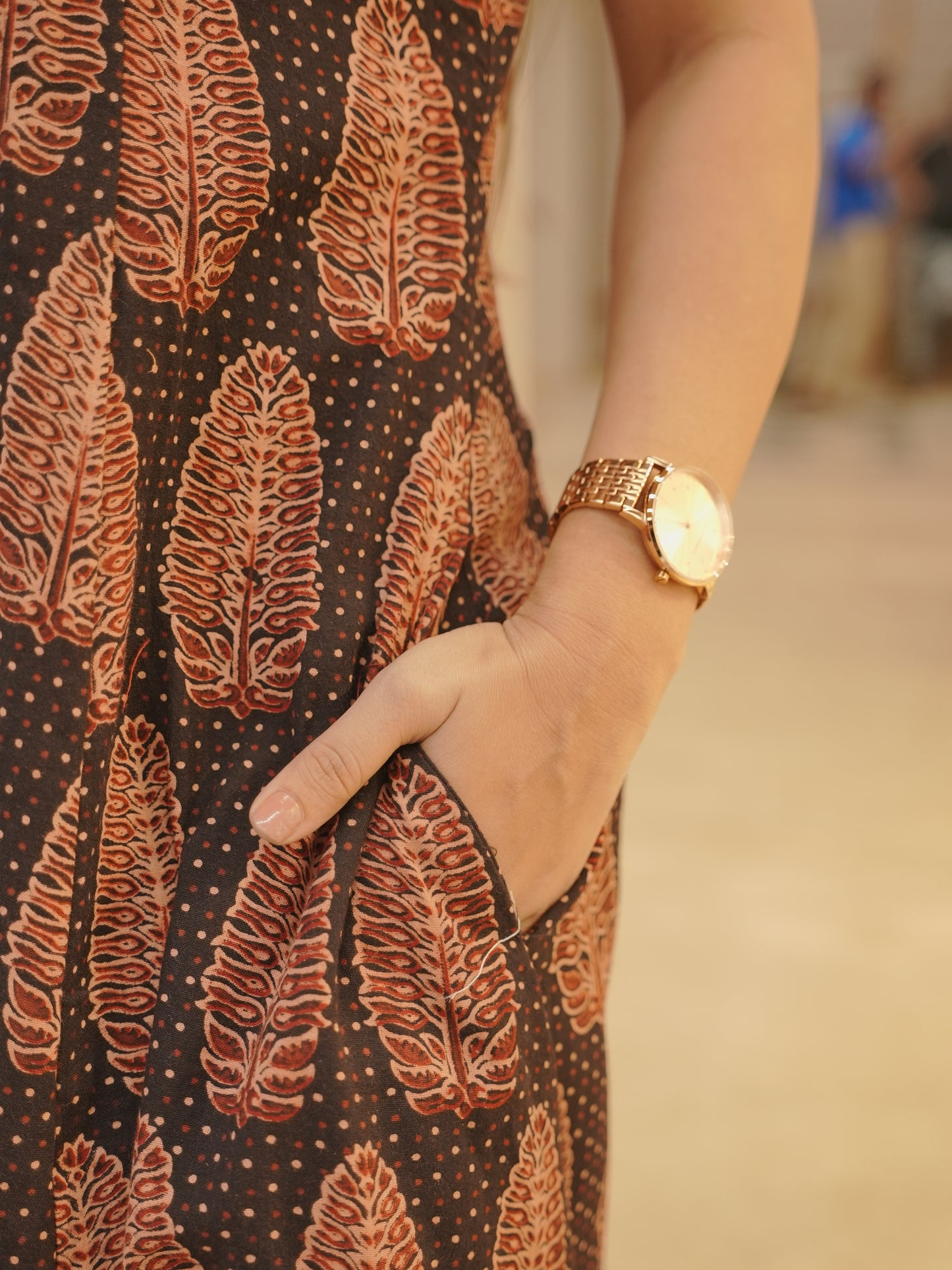 Black Handblock Cotton Summer Dress