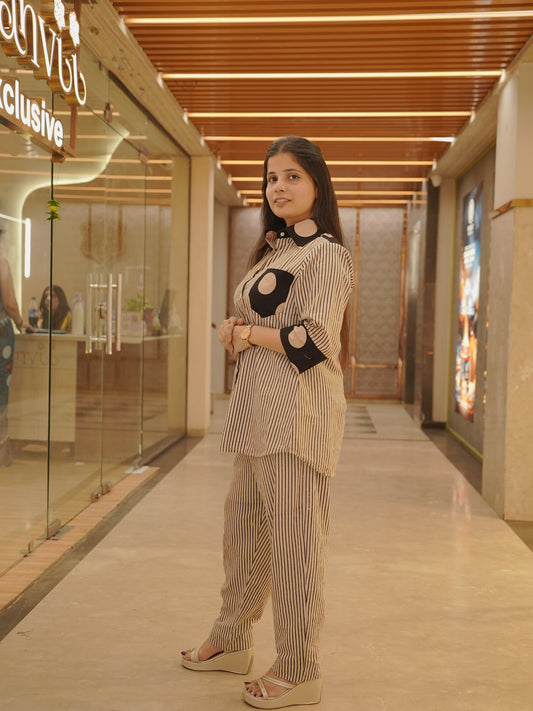 Pure handblock Cotton Beige Co-ord Set