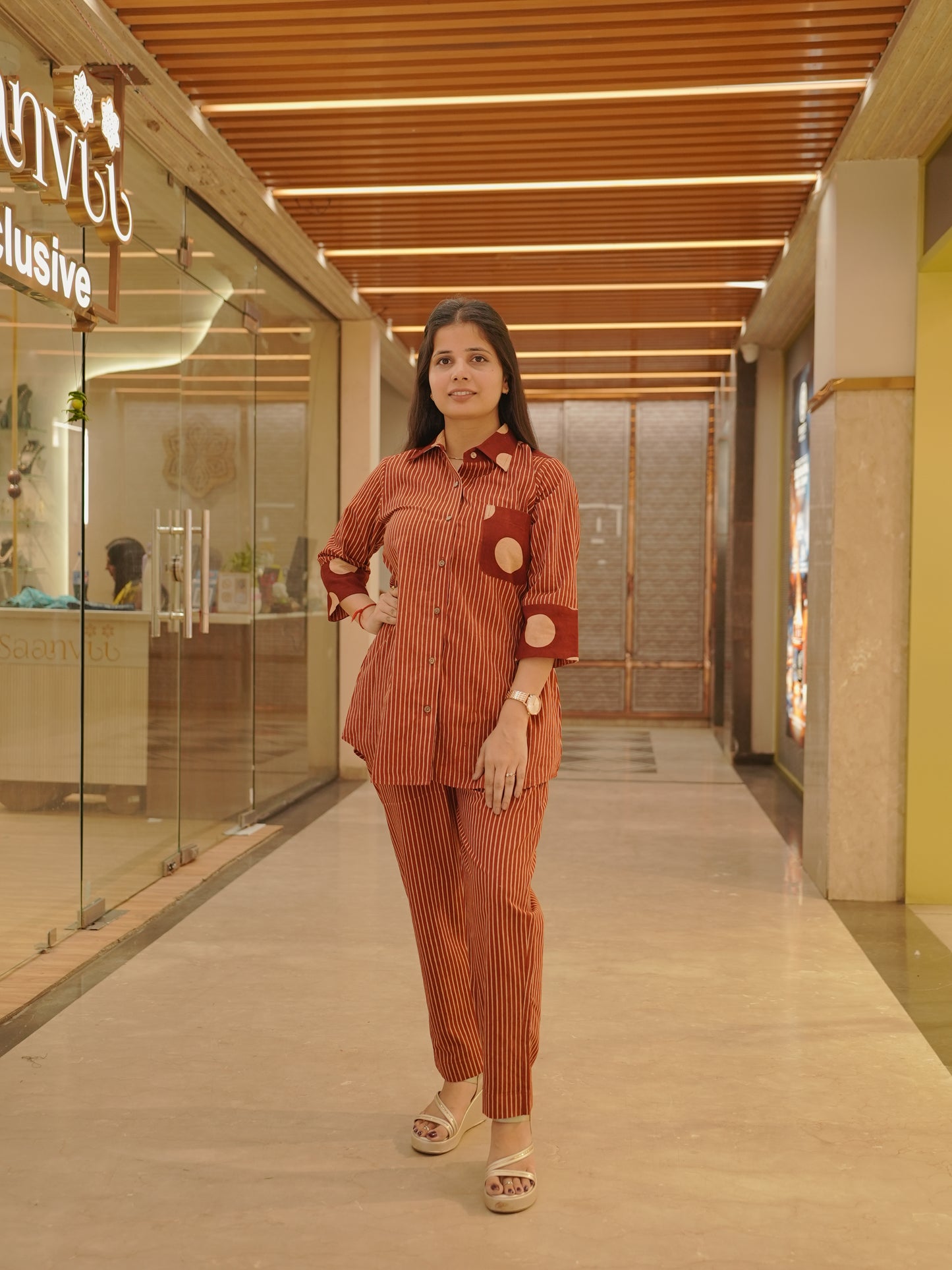 Rust Handblock Cotton Co-ord Set