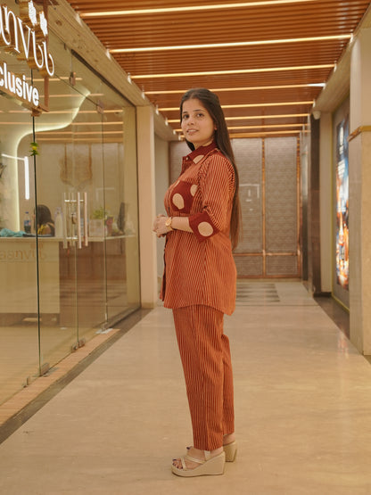 Rust Handblock Cotton Co-ord Set